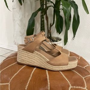 LUCKY BRAND VALKI ESPADRILLE WEDGE SANDAL DISTY SAND | Size 10